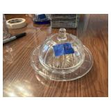 Clear glass butter dish