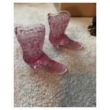 Pink glass boots