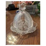 White glass butter dish