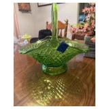 This green glass basket