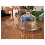 White glass butter dish