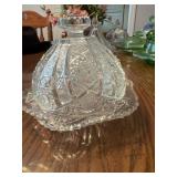 This vintage pressed clear glass covered butter