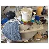 Bucket with lid and miscellaneous items see