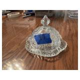 Clear glass butter dish