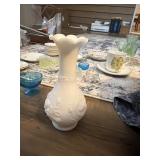 This vintage Imperial Glass milk glass vase