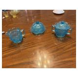 This vintage sky blue Mosser Glass child's set