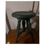 Small green stool/chair with maroon cushion