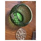 Green compression pressed glass  bowl