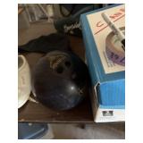 Bowling ball and bag and shoes