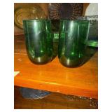 Green glass cups
