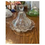 This is a vintage Heisey Glass covered butter dish