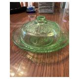 Green compression pressed glass