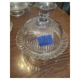 Compression glass cake bowl