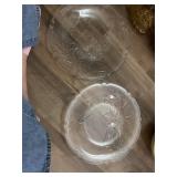These are clear glass holiday serving platters,