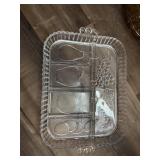 This vintage Indiana Glass crystal relish tray