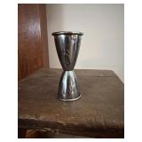 This silver-colored stainless steel barware