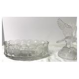 Coin glass bowl, glass eagle