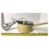 Enamelware cooking pot and beaters