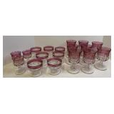 Indian Glass - Kings Crown, Ruby Red 8 Goblets,...