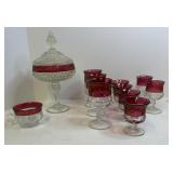 Indian Glass - Kings Crown, Ruby Red Tea Cup, 3...