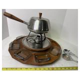 MCM Fondue set on lazy susan 6/8 retangular dishes