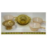 Peach Luster Bowls, Amber Glass