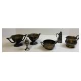 Pewter Sugar and Creamers
