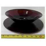 Large Red Glass Bowl and tray