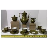 Green and Gold Barvian Burluller China Tea Set,...