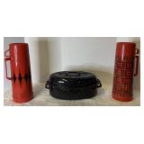 Enamelware roaster and 2 Alladin  1970's...