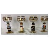 4 Small Wine Goblets with 'Hummel' Stems