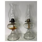 2 oil lamps with chimneys and parts