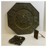 English Brass Wall Plaque,Trivet, Photo Display
