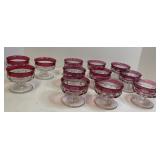 Indian Glass Ruby Red - 9 Sherberts, 3 Sherberts
