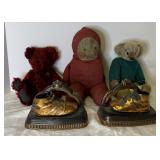 Bronze Baby shoe books ends, 2 bears