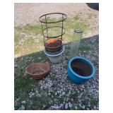 Garden Planters and Metal Plant Stand