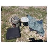 Cushion, Stool, Sleeping Bag, and Tent