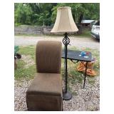 Upholstered Chair and Floor Lamp