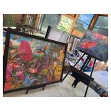 Wooden Easels with Hummingbird Art Prints