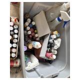Plastic Tub With Assorted Paint Supplies