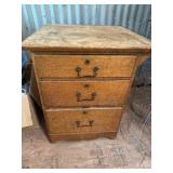 Three-Drawer Wooden Chest with Brass Handles