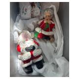 Painted Plastic Santa and Mrs. Claus Figures