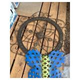 Metal Wall Decor with Butterfly and Circular Frame