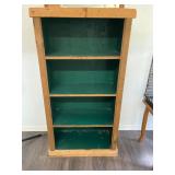 Pine Wood Bookshelf With Green Interior