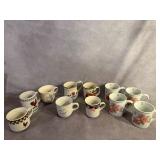 Ceramic Mugs with Floral and Rooster Designs