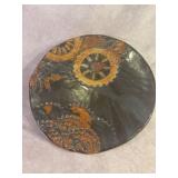 Handcrafted Glazed Ceramic Plate with Gear Motif