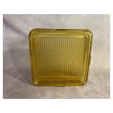Amber Glass Square Covered Dish