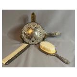 Silver-Tone Vanity Set with Mirror, Brush, Comb