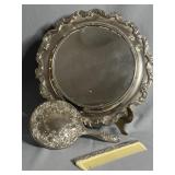 Silver-Plated Tray, Hand Mirror, and Comb Set
