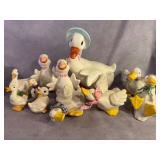 Ceramic Duck Figurines with Accessories